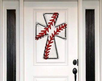 Front Door Decor | Welcome Sign | Baseball | Summer Wreath | Baseball Decor | Baseball Gift | Baseball Door Hanger | Baseball Door Sign