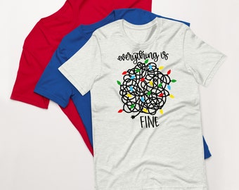 I'm Fine Everything Is Fine Shirt Gift For Christmas, Tangled Christmas Lights T-Shirt