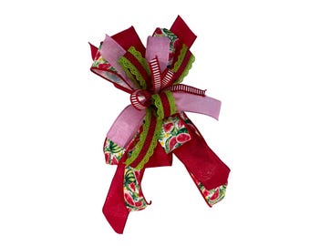 Watermelon Summer Door Bow, Red and Green Mailbox Bow, Handmade Watermelon Wreath Bow, Outdoor Summer Decor Accent