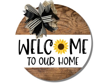 Welcome To Our Home Door Hanger, Personalized Door Hanger, Sunflower Door Hanger, Fall Door Sign, Summer Door Hanger, Door Hanger Front Door