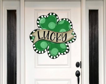 Saint Patrick's Day Front Door Decor | Welcome | Saint Patty's Day Front Door Sign | Clover Door Hanger | Saint Patrick's Day Door Wreath