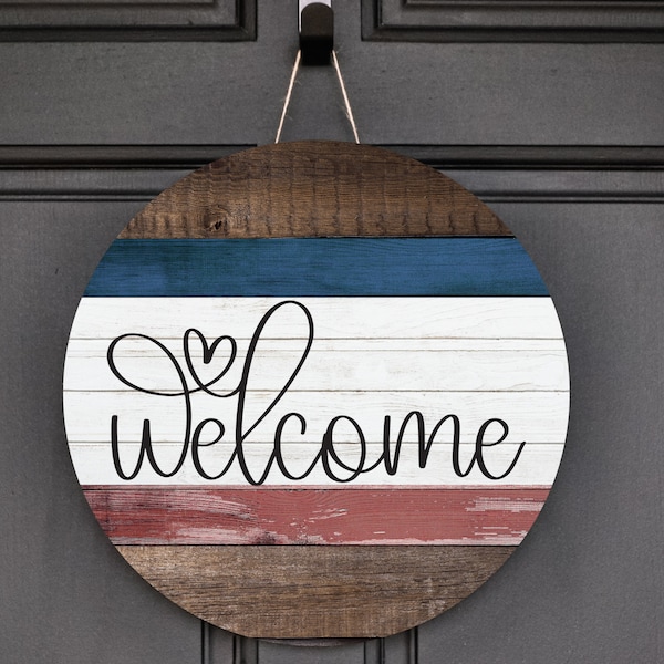 welcome door hanger, Patriotic Door Hanger, everyday Decor, door hanger for front door, summer porch decor, summer porch door hanger