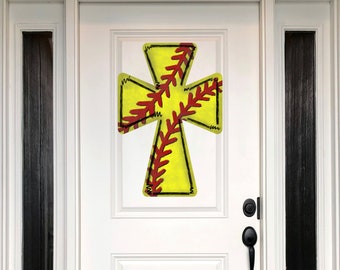 Front Door Decor | Welcome Sign | Softball | Summer Wreath | Softball Decor | Softball Gift | Softball Door Hanger | Softball Door Sign
