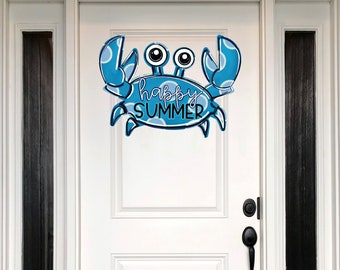 Summer Front Door Decor | Hello Summer | Crab| Summer Door Hanger | Summer Wreath | Summer Door Wreath | Summer Sign | Summer Porch