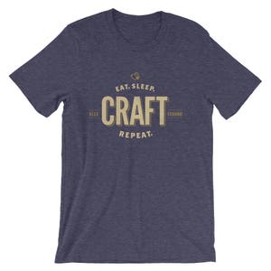 Gold on Midnight Navy - Eat Sleep Craft - Short Sleeve - DecoExchange