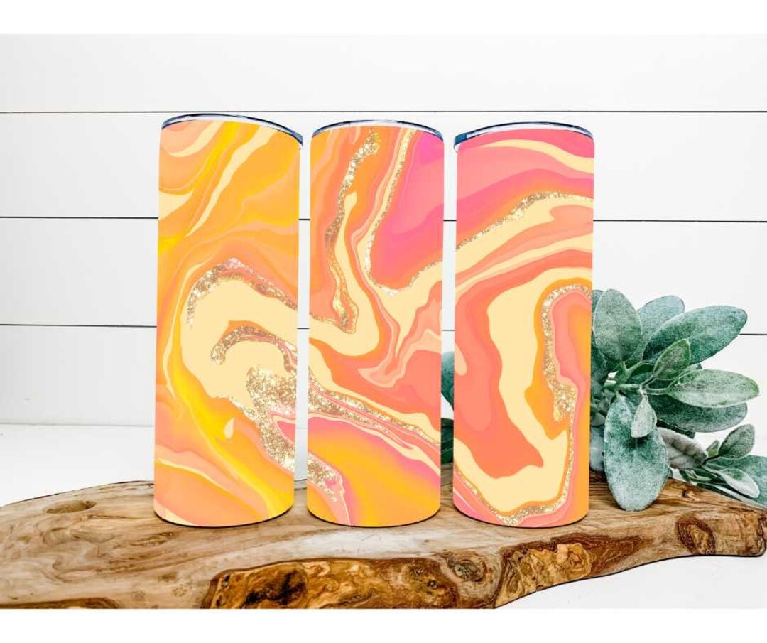 オレンジシャーベット渦巻きタンブラー、20オンススキニータンブラー