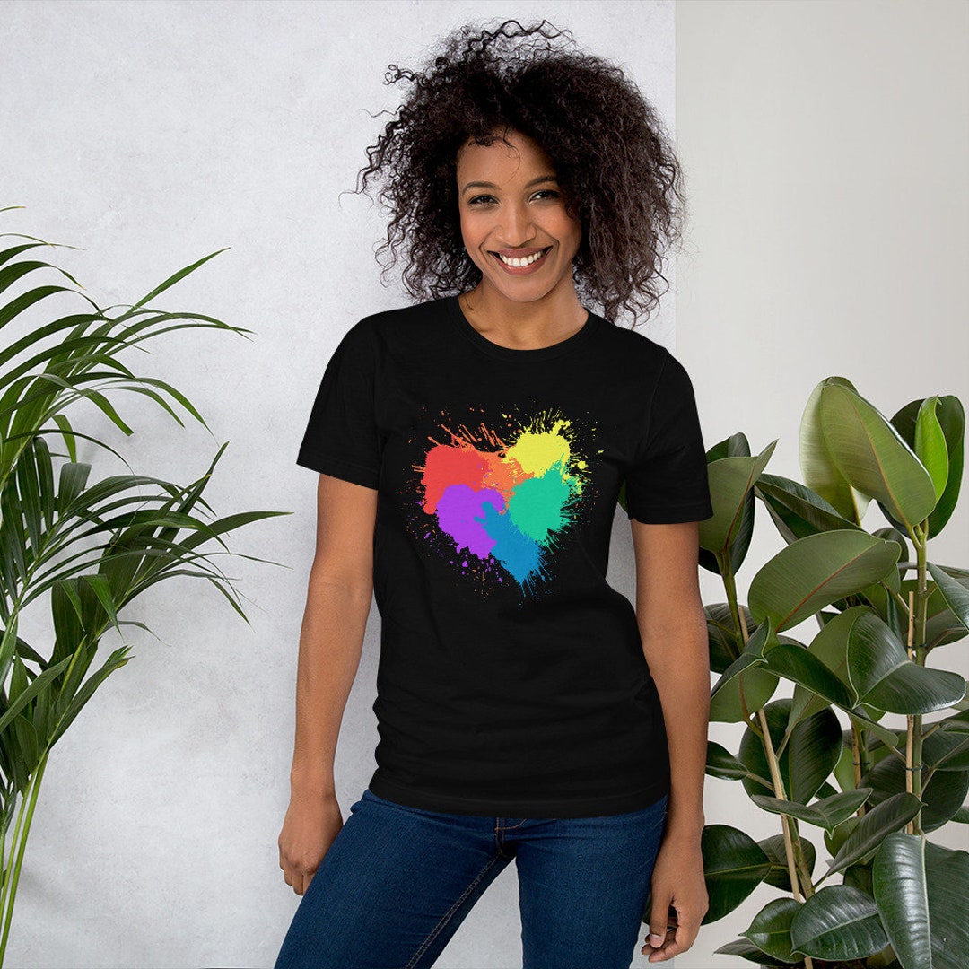 Womens Ally Rainbow Heart Short-sleeve Unisex T-shirt - Etsy