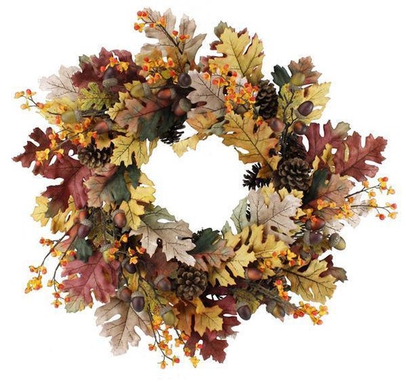 24dia Oak/acorn/pinecone Wreath Fall-natural XX2191 | Etsy