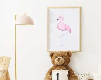 Flamingo Wall Art Print - Wall Art, Home Decor, Kitchen Print, Bathroom Print