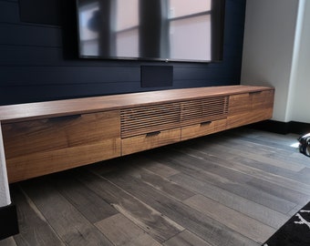Floating Walnut Media Console