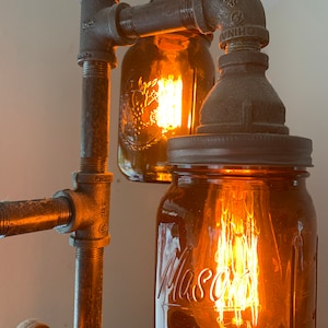 Pipe Floor Lamp 4-fixture Living Room Steampunk Amber Mason Jar DOES NOT Include Bulbs image 8