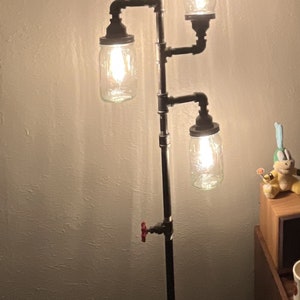 Pipe Floor Lamp 4-fixture Living Room Steampunk Mason Jar DOES NOT Include Bulbs image 5