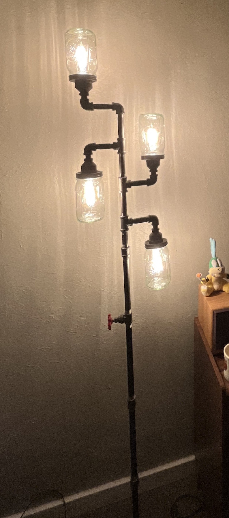 Pipe Floor Lamp 4-fixture Living Room Steampunk Mason Jar DOES NOT Include Bulbs image 5