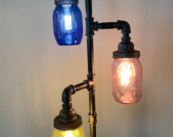 Edison Floor Lamp Steampunk Glass Jar DOES NOT Include Bulbs