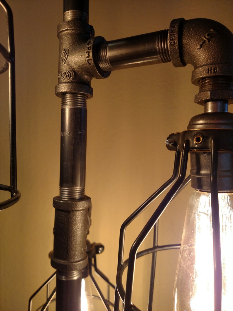 Pipe Floor Lamp 4-fixture Metal Lamp Guard Bulb Cage DOES NOT Include Bulbs image 4