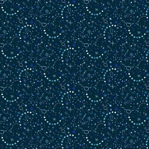 Tissu coton ciel nocturne, Dear Stella, par mètre ou demi-mètre, tissu étoiles nocturnes