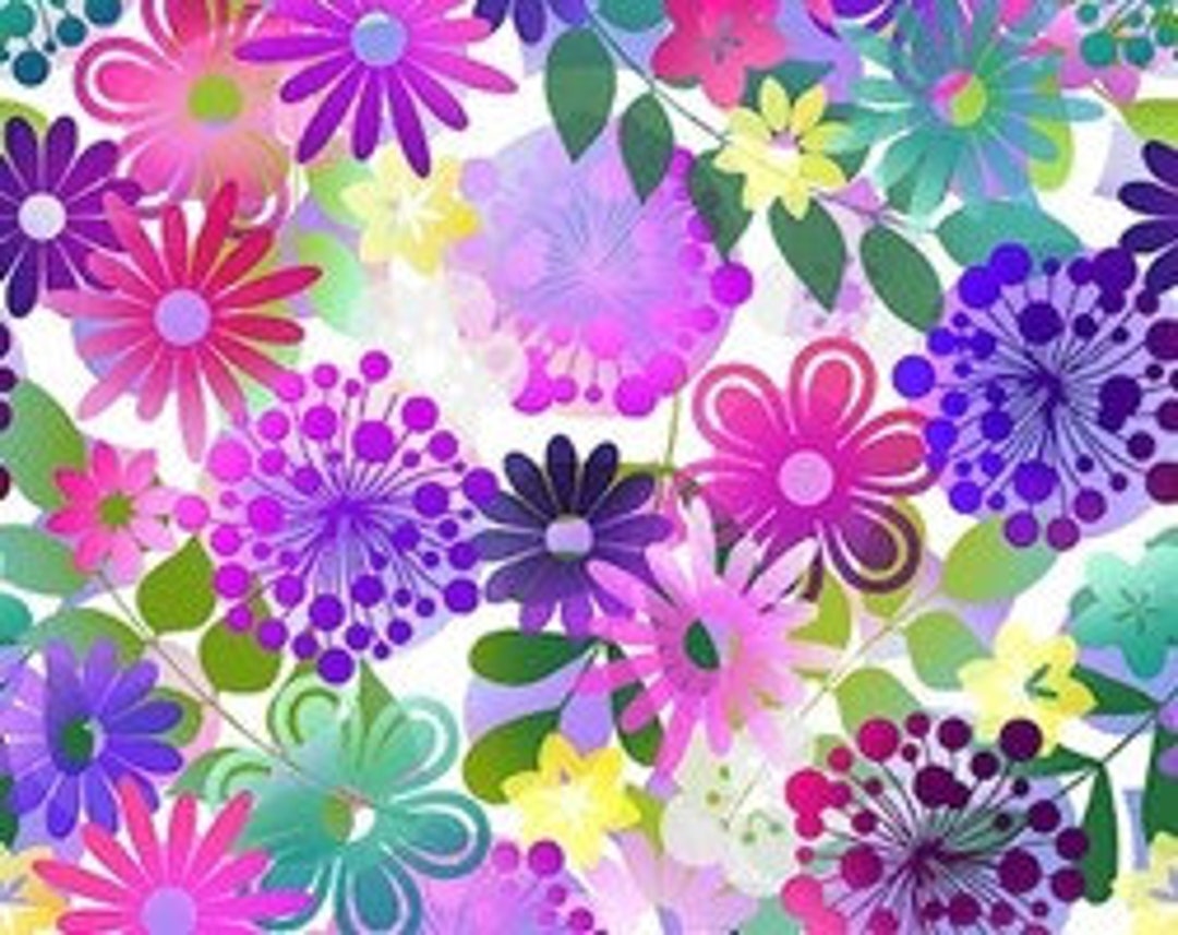 Garden Fabric, Cotton Fabric, Fabric by the Yard, Half Yard, in the