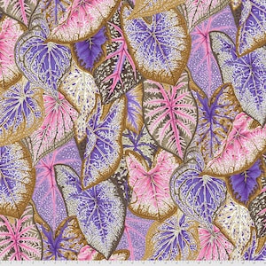 Caladium Pastel Fabric, Kaffe Fassett Fabric, Fabric by the Yard, Half Yard, Cotton Fabric, August 2021 Collection, Floral Fabric