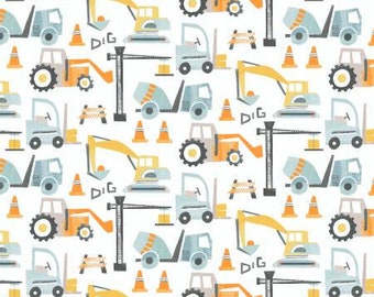Construction Equipment Fabric on White by the Yard  Dear Stella Fabric