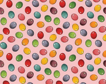 Jelly Beans Pink Cotton Fabric, Yard or Half, J Wecker Frisch, Easter Egg Hunt