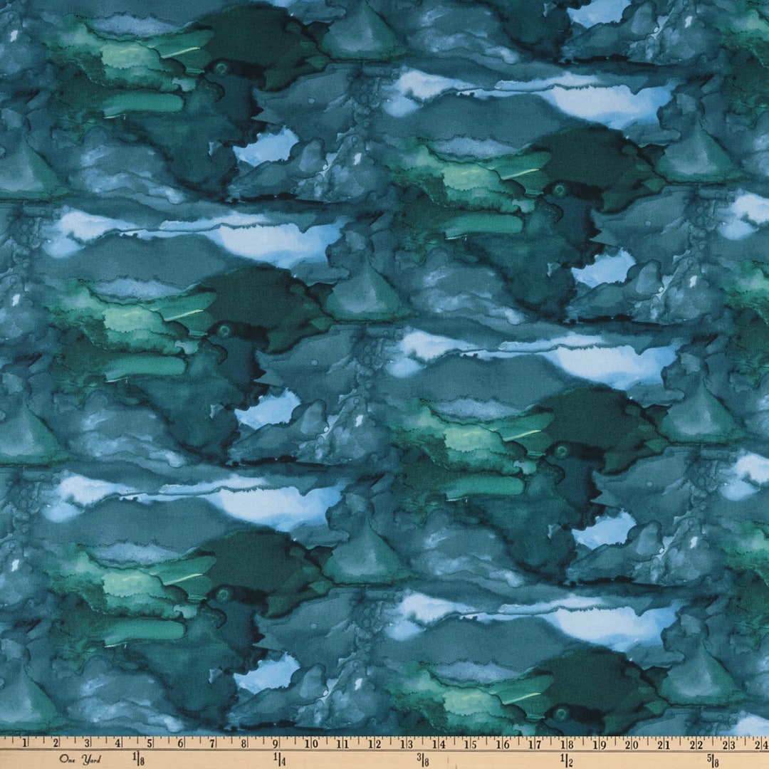 Coastal Fabric, Shell Rummel, Fabric by the Yard, Half Yard, Cotton Fabric, Marble Ocean Fabric