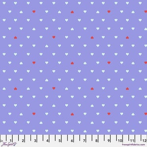 Hearts Fabric, Tula Pink Besties, Unconditional Love Bluebell, Fabric by the Yard, Half Yard, Cotton Fabric, Freespirit Fabrics