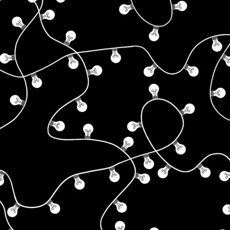 String of Lights, Glow in the Dark, Fabric by Yard, Half Yard, Cotton ...