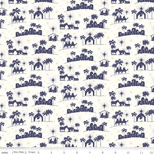 Nativity Fabric, Riley Blake Designs, Fabric by Yard, Half Yard, Cotton Fabric, Come Let Us Adore Him, Holiday Print, Christmas Fabric,