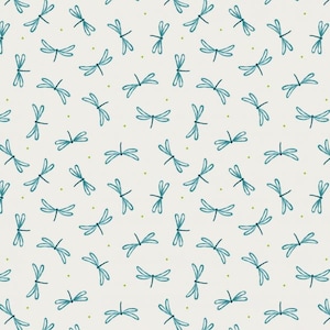 Dragonfly Fabric, On The Lake, Fabric by the Yard, Half Yard, Lewis and Irene, Cotton Fabric, Dragonfly on Cream, Fabric Sale,