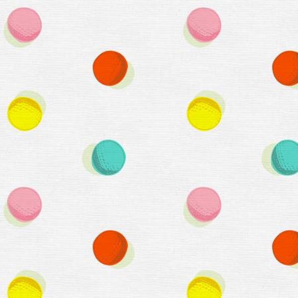 Golf Ball Fabric, Cotton Fabric, Fabric by the Yard, Half Yard, Rainbow Golf Balls, Polka Dot Fabric, Golf Quilt Fabric, Golf Gift Fabric