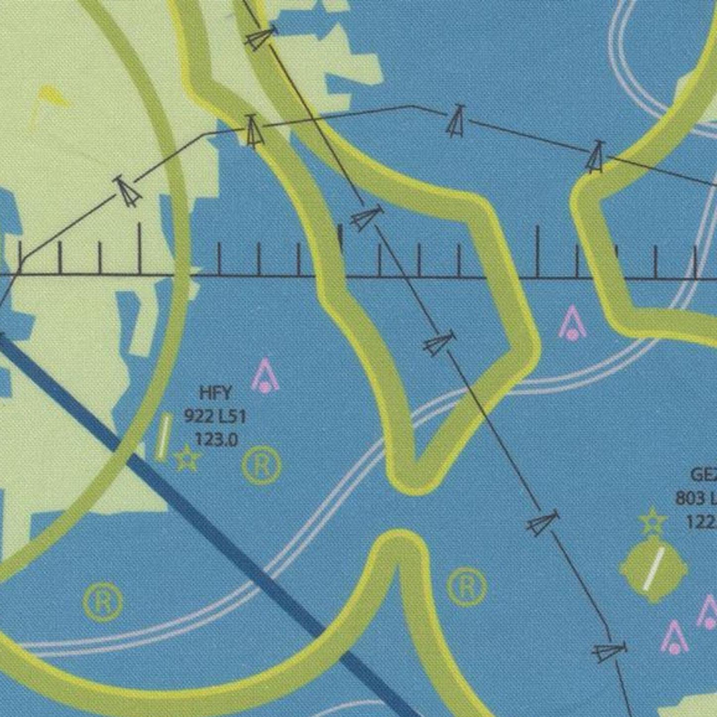 Moda Midstream Map Aviation VFR Chart Map Cotton Fabric From Moda, High Flight Collection ...