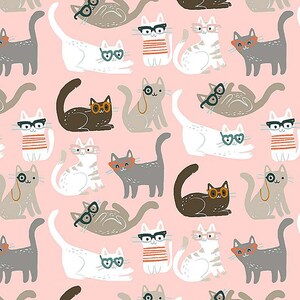 Vanity Fur Cat Fabric, Dear Stella Fabric, Fabric by Yard, Half Yard, Kittens Fabric, Cotton Fabric, Baby Girl Quilt Fabric