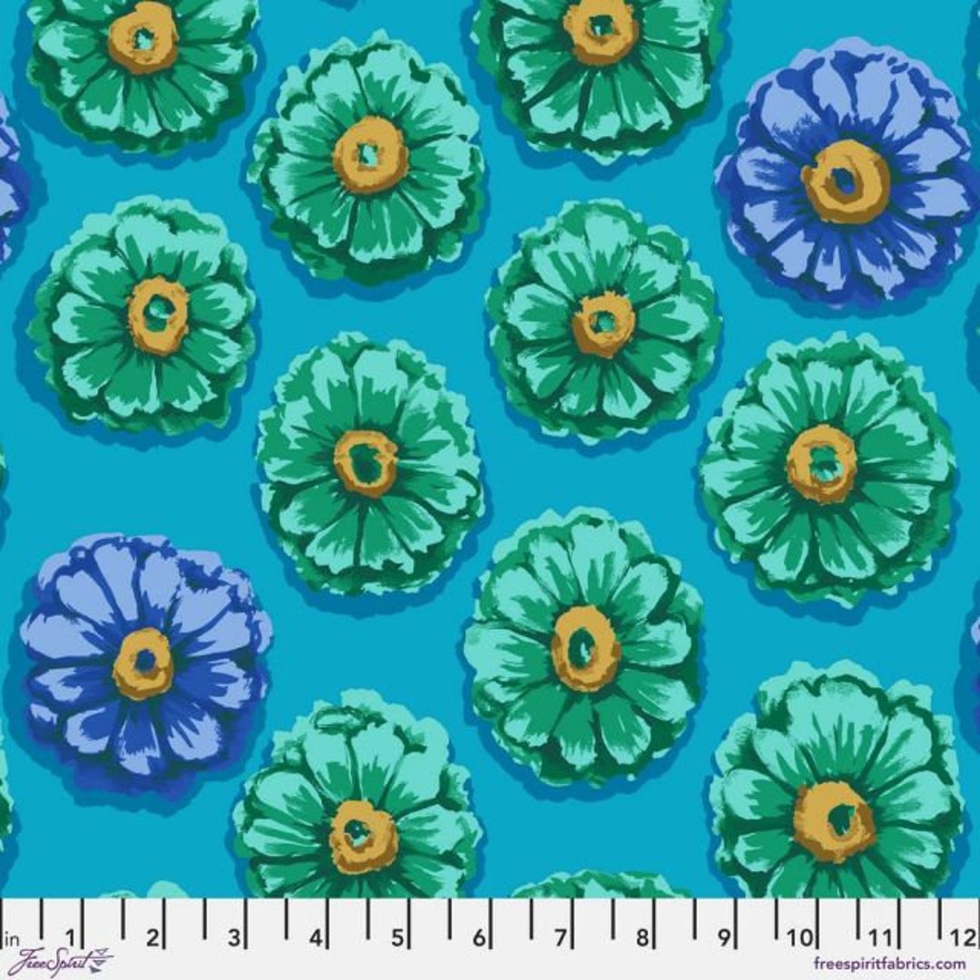 Zinnia Blue Fabric, Kaffe 85 and Fabulous, Kaffe Fassett Fabric, Fabric