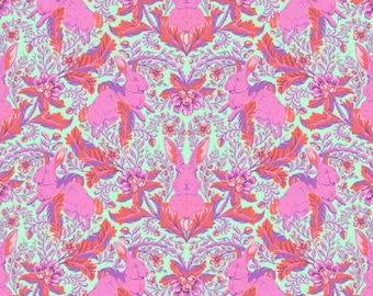 Happy Go Lucky Blossom, Tula Pink Fabric, Fabric by Yard, Half Yard, Cotton Fabric, Freespirit Fabric, Full Moon Forest II, Bunny Fabric