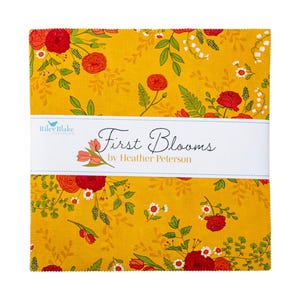 First Blooms, Precut 10 Inch Stacker, Riley Blake Designs, Spring Flowers, Squares Bundle, Cotton Fabric, Layer Cake