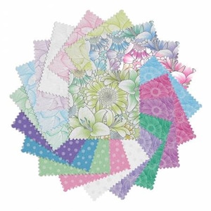 Begins With Mum, Charm Pack, Floral Fabric, 5X5 Pack, Quilt In A Day, Cotton Fabric, Precut 5 Inch Squares Pack, Fabric Bundle, Benartex