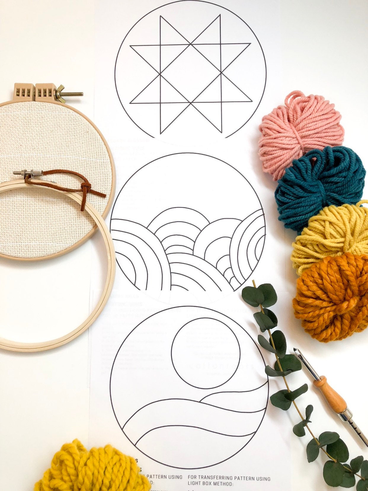 Moon Template Punch Needle Pattern Rug Hooking Pattern Moon Pattern 