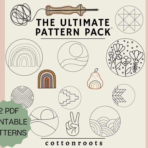 Punch Needle Patterns, 12 Easy to follow PDF Printable Patterns