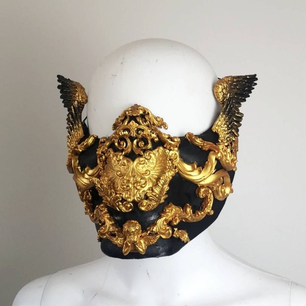 Baroque mask, mouth mask, mouth patch, filigree, Baroque Fantasy Steampunk, angels, gothic mask, gothic headpiece, blind mask