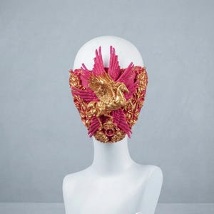 Máscara barroca, joia, moda rococó, Maria Antonieta, filigrana, máscara bucal de Valquíria de fantasia barroca