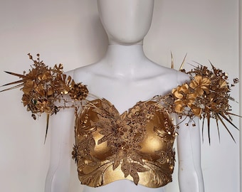 Corset Armor - Queen - Gold - Fantasy - Cosplay - Breastplate - Art -