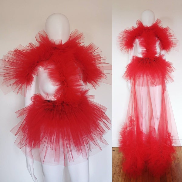 Robe Tutu en tulle Fraise au Loup - Gothic fashion Mode Romantic froufrou festival costumes Coloris au choix