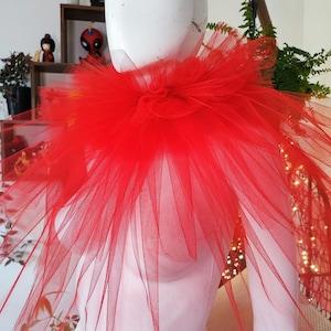 Erdbeerkragen aus rotem Tüll - Pierrot-Kostüm - Renaissance-Kragen - Clown - Unisex - Burlesque-Leidenschaft Valentinstag