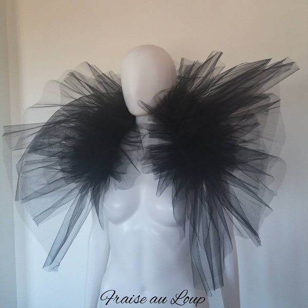 boléro Tulle - Pierrot circus - elizabethan neck ruff costume - unisex - collar - coloris au choix