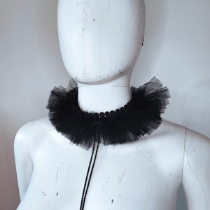 Tulle Ruffle collar -  Pierrot circus - elizabethan neck ruff costume - Renaissance - victorian collar - burlesque