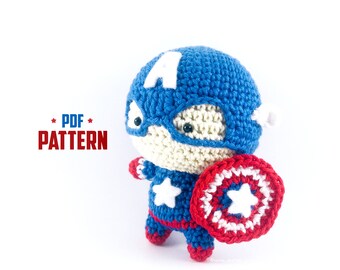 BUNDLE PATTERN: 4 Avengers ( Captain America, Ironman, Thor, Hulk) & Groot Amigurumi / Plushie / Bagcharm (PDF)