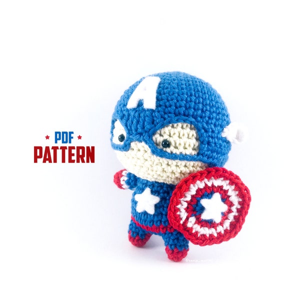 BUNDLE PATTERN: 4 Avengers ( Captain America, Ironman, Thor, Hulk) & Groot Amigurumi / Plushie / Bagcharm (PDF)