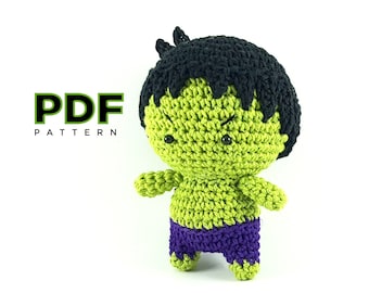 PATRON AU CROCHET (PDF): Hulk Amigurumi / Peluche / Bagcharm