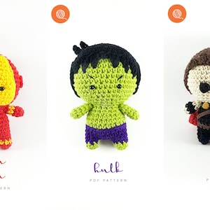 BUNDLE PATTERN: 5 Avengers Heroes Amigurumi / Plushie / Bagcharm (PDF)
