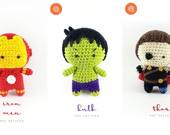 BUNDLE PATTERN: 5 Avengers Heroes Amigurumi / Plushie / Bagcharm (PDF)